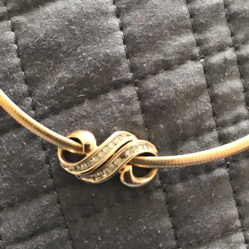 COPY - Silver/Gold Omega Necklace with diamond sl…
